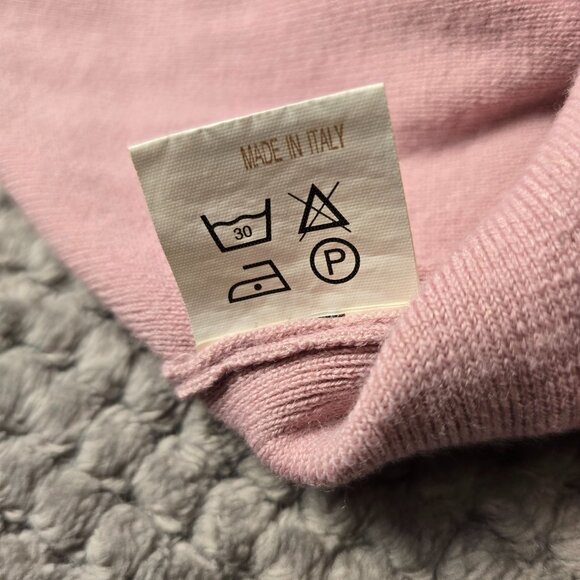 VINTAGE Saint André Italy Pink Wool Blend Sweater Lace Faux Fur Beads Sequin S/M - Picture 8 of 8